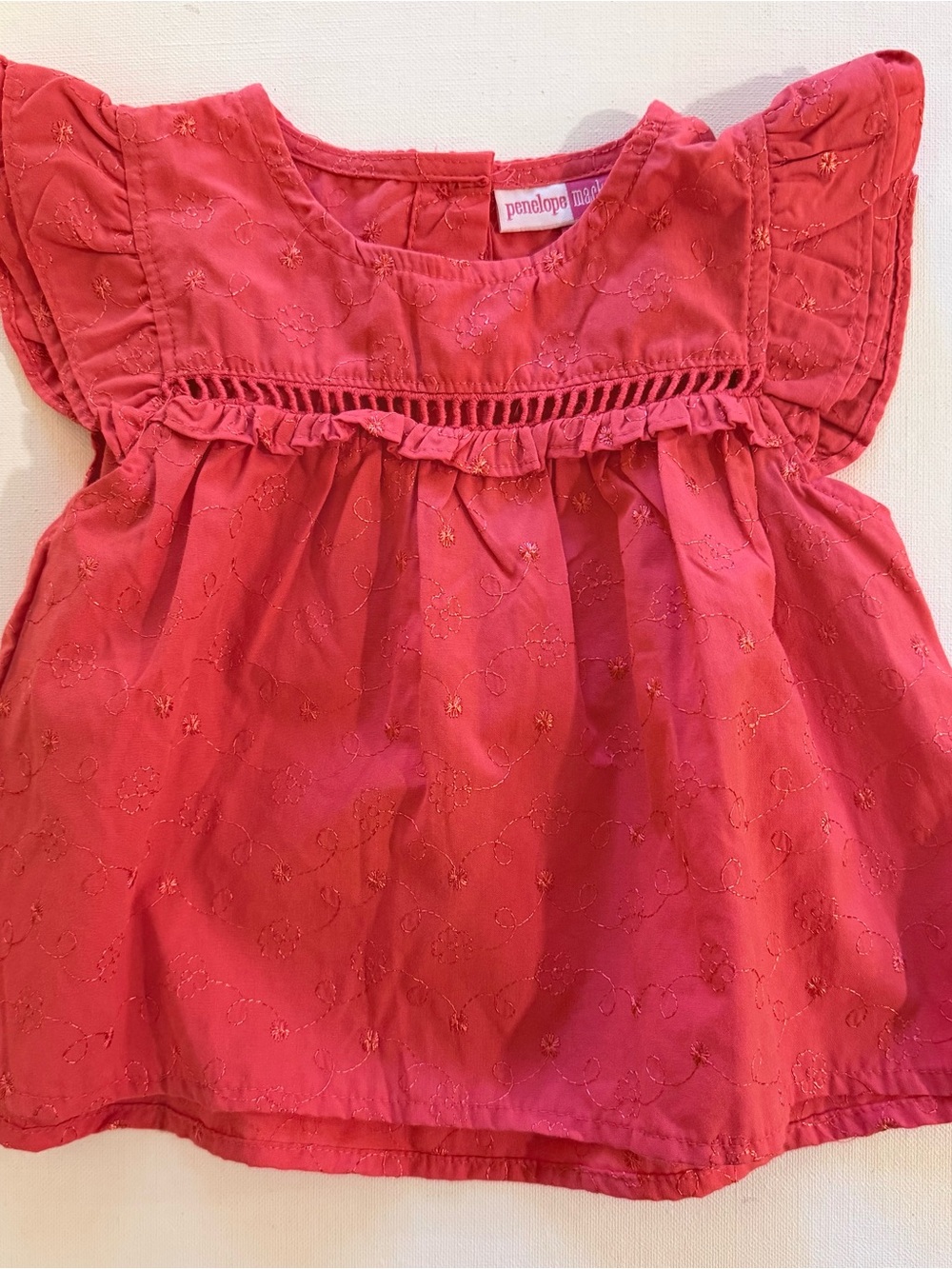 Penelope Mack Red Embroidered Baby Top 18M